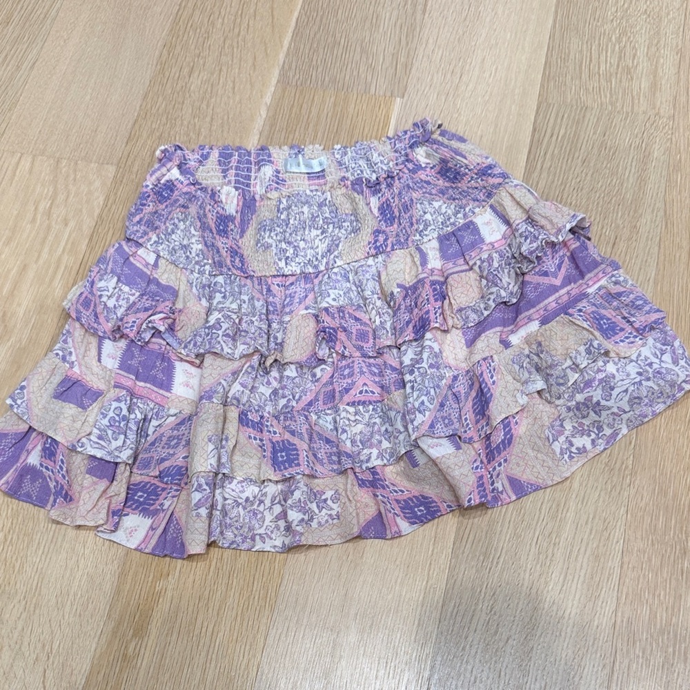 Tiered Ruffle Skater Skirt in Purple & Pink